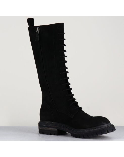 Bottes en Velours de Cuir Granada noires
