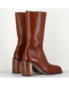 Bottines en Cuir Abril marron - Talon 8.5 cm