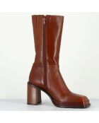 Bottines en Cuir Abril marron - Talon 8.5 cm