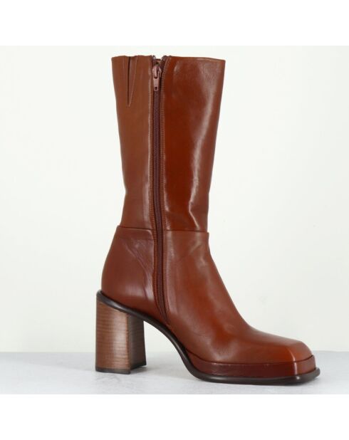 Bottines en Cuir Abril marron - Talon 8.5 cm