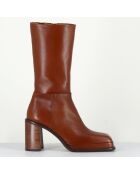 Bottines en Cuir Abril marron - Talon 8.5 cm