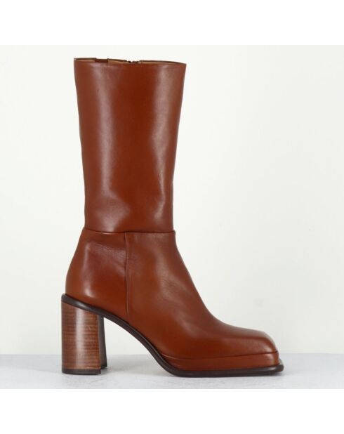 Bottines en Cuir Abril marron - Talon 8.5 cm