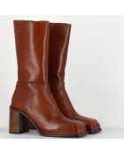 Bottines en Cuir Abril marron - Talon 8.5 cm