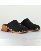 Zoccoli Allison in pelle nera vellutata - tacco 5 cm