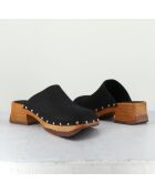 Zoccoli Allison in pelle nera vellutata - tacco 5 cm