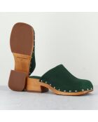 Zoccoli Allison verdi in pelle vellutata - tacco 5 cm