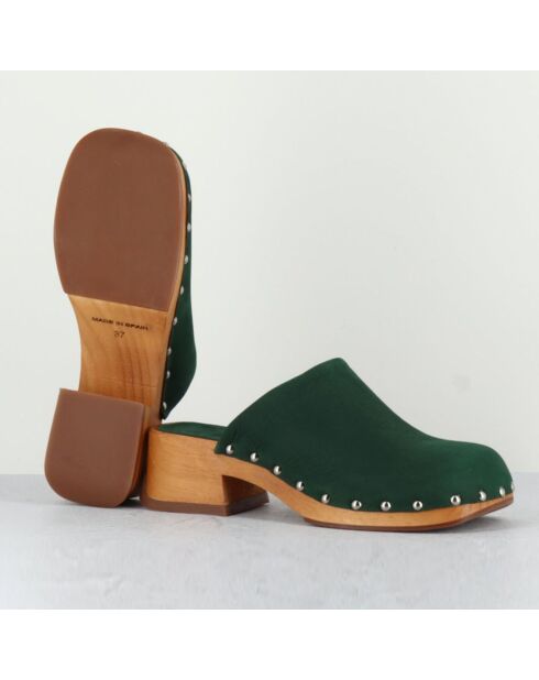 Zoccoli Allison verdi in pelle vellutata - tacco 5 cm