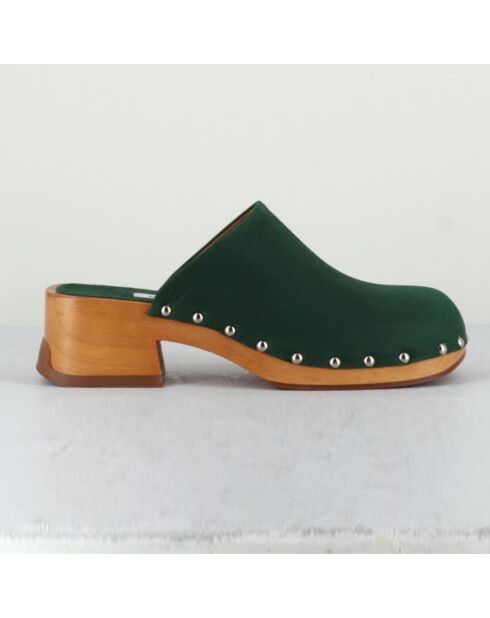 Zoccoli Allison verdi in pelle vellutata - tacco 5 cm