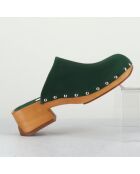 Zoccoli Allison verdi in pelle vellutata - tacco 5 cm