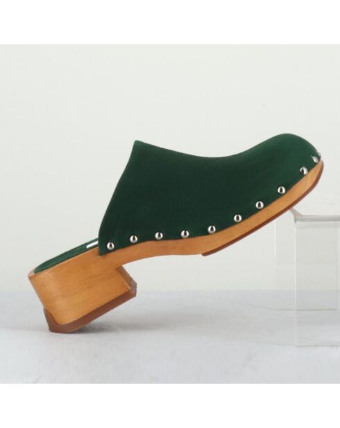 Zoccoli Allison verdi in pelle vellutata - tacco 5 cm