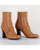 Bottines en Cuir Fenci camel - Talon 8 cm