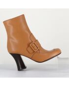 Bottines en Cuir Fenci camel - Talon 8 cm