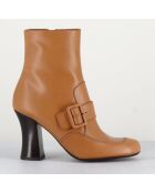 Bottines en Cuir Fenci camel - Talon 8 cm