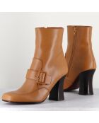Bottines en Cuir Fenci camel - Talon 8 cm