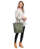 Sac cabas en Cuir vert foncé - 37x41x12 cm