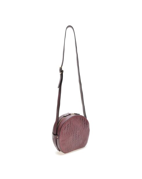 Sac bandoulière en Cuir lie-de-vin - 21x23.5x7.5 cm
