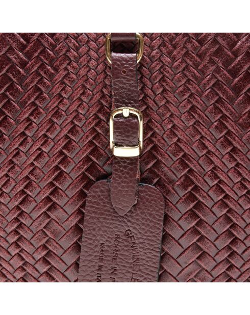 Sac bandoulière en Cuir lie-de-vin - 21x23.5x7.5 cm
