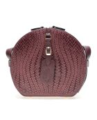 Sac bandoulière en Cuir lie-de-vin - 21x23.5x7.5 cm