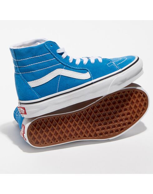 Baskets en Velours de Cuir & Toile SK8-Hi bleues