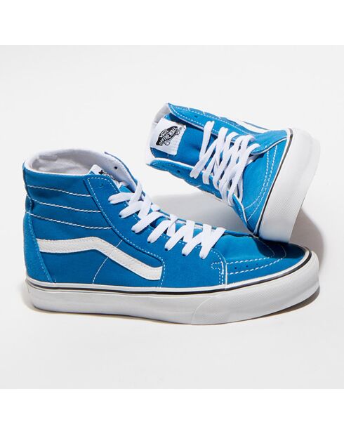 Baskets en Velours de Cuir & Toile SK8-Hi bleues