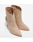 Bottines en Velours de Cuir Taytum camel - Talon 8 cm