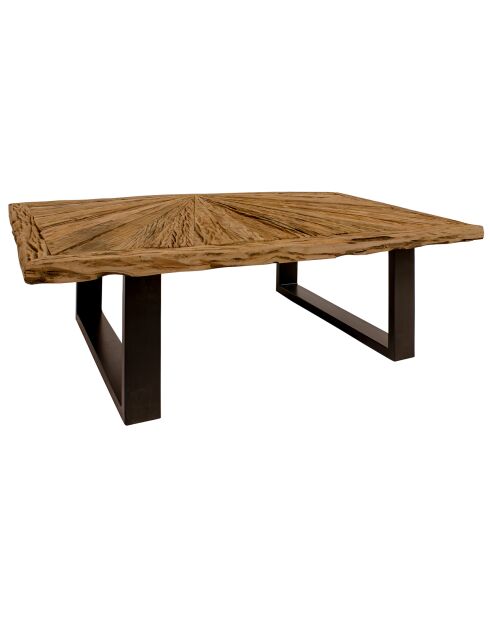 Table basse bois de teck recylé sarmaty marron/noir - 115x75x35 cm