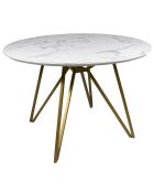 Table effet marbre hoxton blanche - D.100xH.76 cm