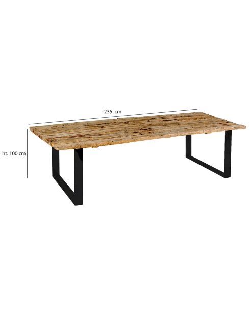 Table en Teck recyclé pieds sarmaty marron/noir - 235x100x76 cm