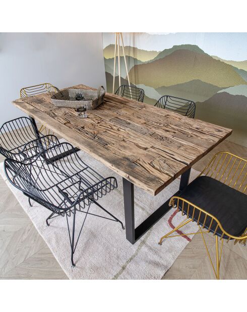 Table en Teck recyclé sarmaty marron/noir - 200x90 cm