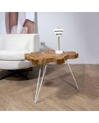 Table d'appoint en teck  kuta blanc/bois de teck - 70x60x46 cm