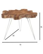 Table d'appoint en teck  kuta blanc/bois de teck - 70x60x46 cm