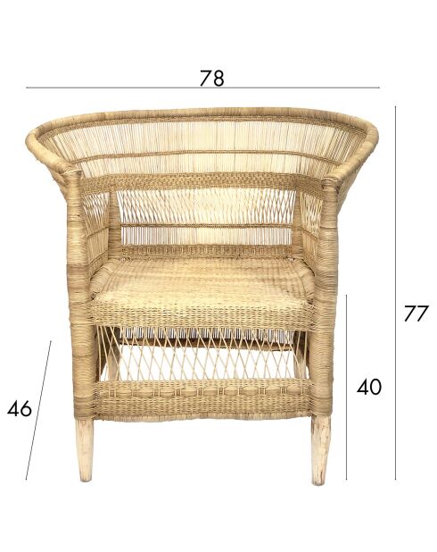 Fauteuil Rotin Zomba naturel - 76x50x82 cm