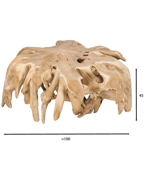 Table basse en racine de teck massif  marron - 10x100x45 cm