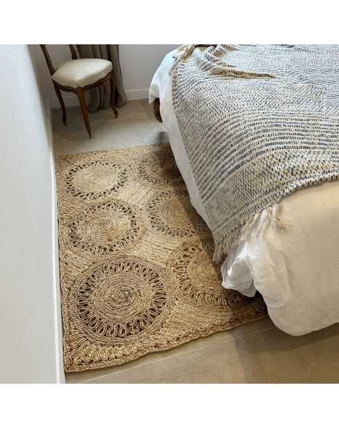 Tapis en jute tissé main jerico beige - 90x150 cm