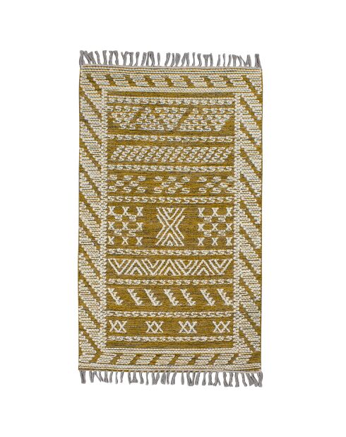 Tappeto Tokat dorato/bianco in lana e cotone - 90x150 cm