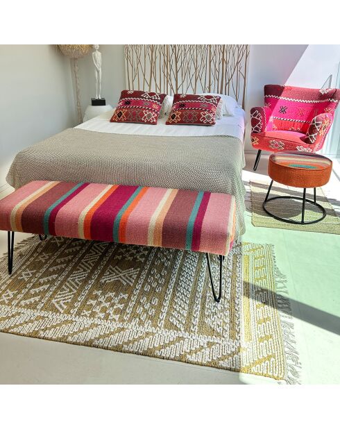 Tappeto Tokat dorato/bianco in lana e cotone - 90x150 cm