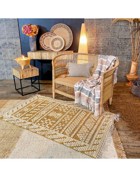 Tappeto Tokat dorato/bianco in lana e cotone - 90x150 cm