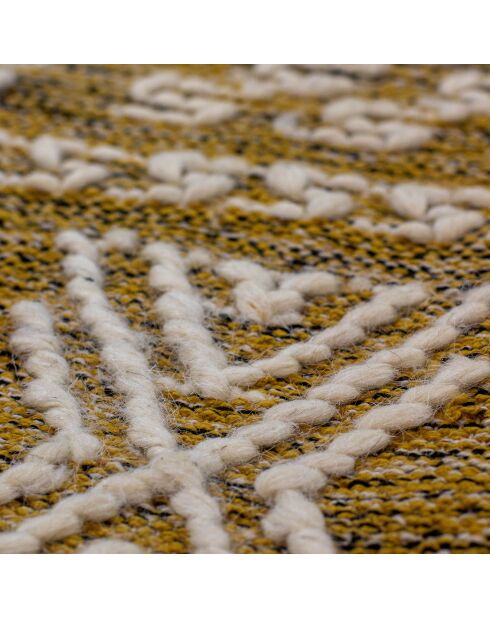 Tappeto Tokat dorato/bianco in lana e cotone - 90x150 cm