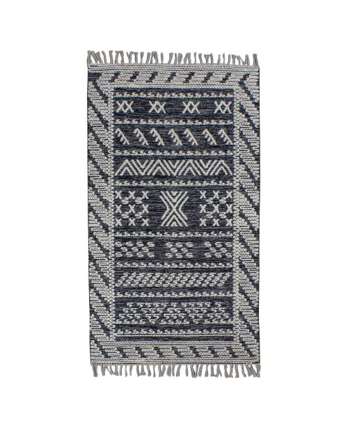 Tapis en laine et coton tokat noir/blanc - 90x150 cm