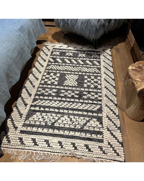 Tapis en laine et coton tokat noir/blanc - 90x150 cm