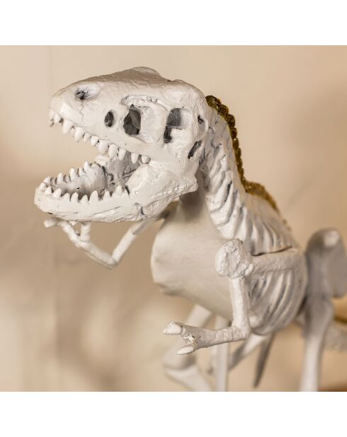 Dinosaure T-rex blanc/doré - 52x15x36 cm