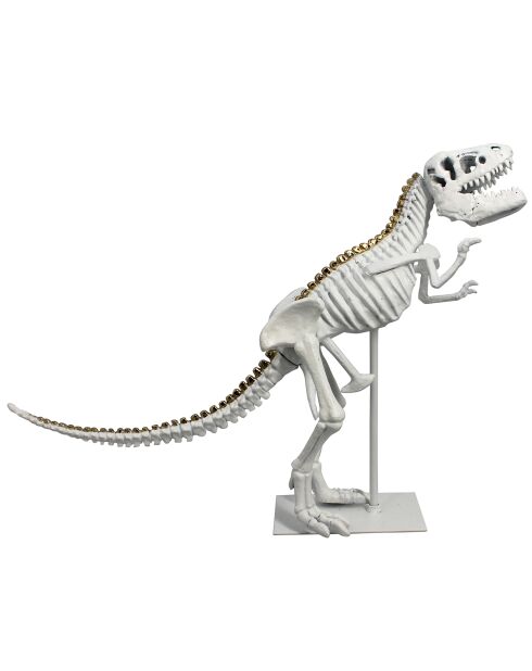 Dinosaure T-rex blanc/doré - 52x15x36 cm