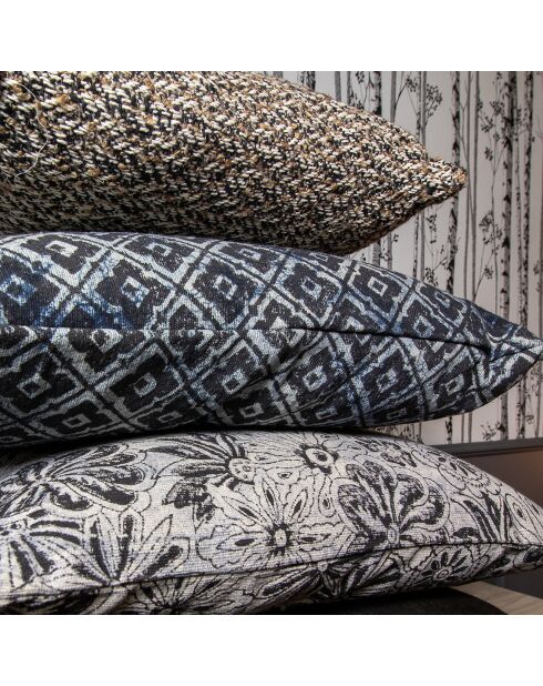 Cuscino blu e nero con stampa nappine - 45x45 cm