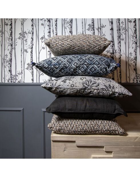 Cuscino blu e nero con stampa nappine - 45x45 cm