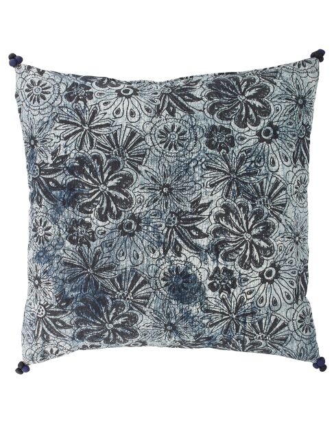 Coussin  imprimé bleu/noir - 45x45 cm