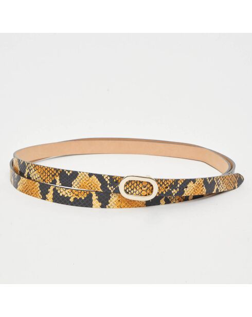 Ceinture en Cuir python Carlos noire/marron