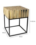 Table d'appoint en branche de teck tahaa noir/beige - 40x40x50 cm