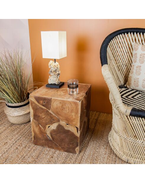 Meuble d'appoint en racine de teck bois de teck/naturel - 40x40x45 cm