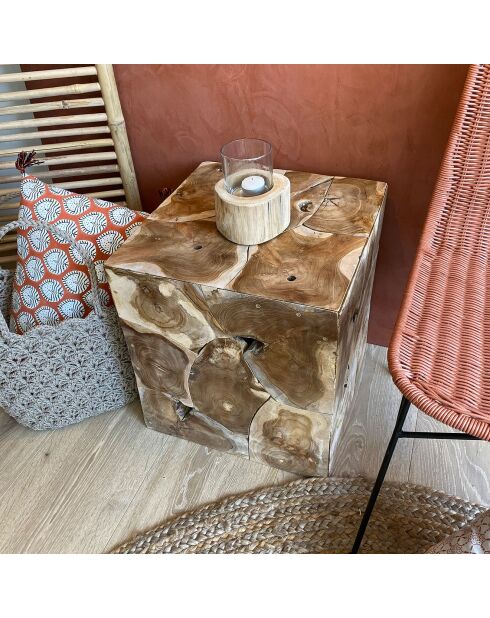 Meuble d'appoint en racine de teck bois de teck/naturel - 40x40x45 cm