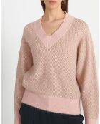 Pull en Alpaga & Laine mélangés Nostra rose